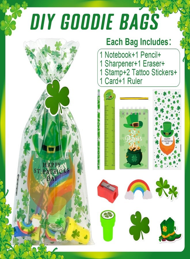 Jiytivity 242 Pcs St Patricks Day Stationery Set Lucky Shamrock Classroom Gifts with Pencils Notebooks Erasers Stampers Stickers for St Patricks Day Party Favors Classroom Exchange Gifts Prizes Party Supplies - Image 4